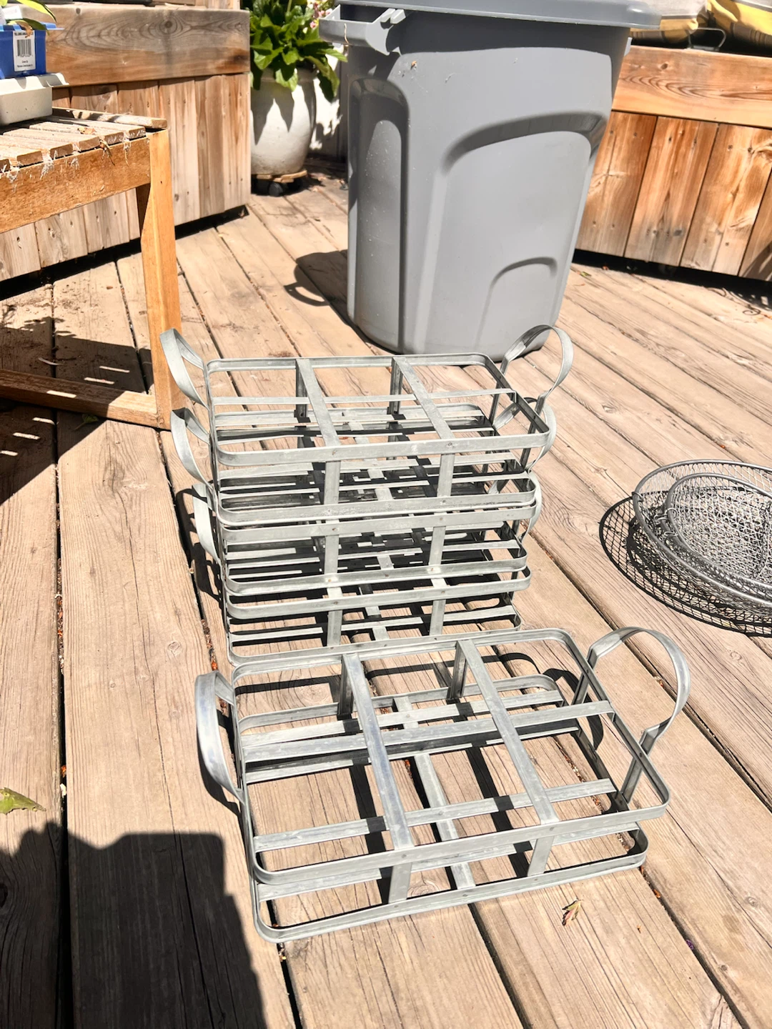 Vintage galvanized steel milk bottle carrier - photo 4