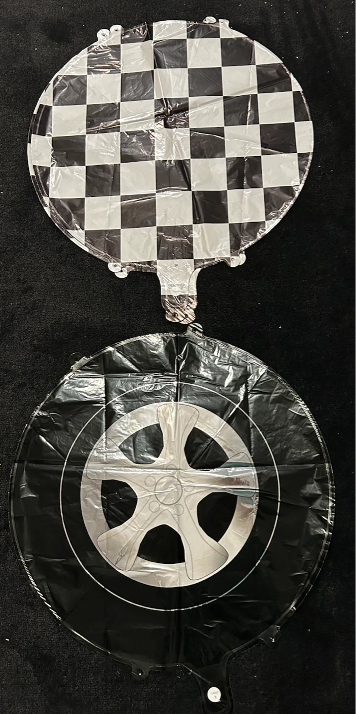Race Car Balloons - 4 Checkered Flag & 2 Tire Design