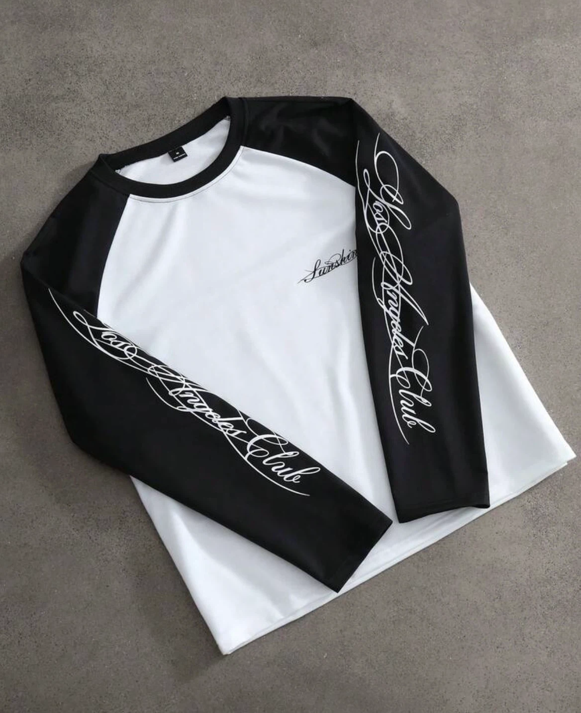 White & Black Raglan Long Sleeve Shirt