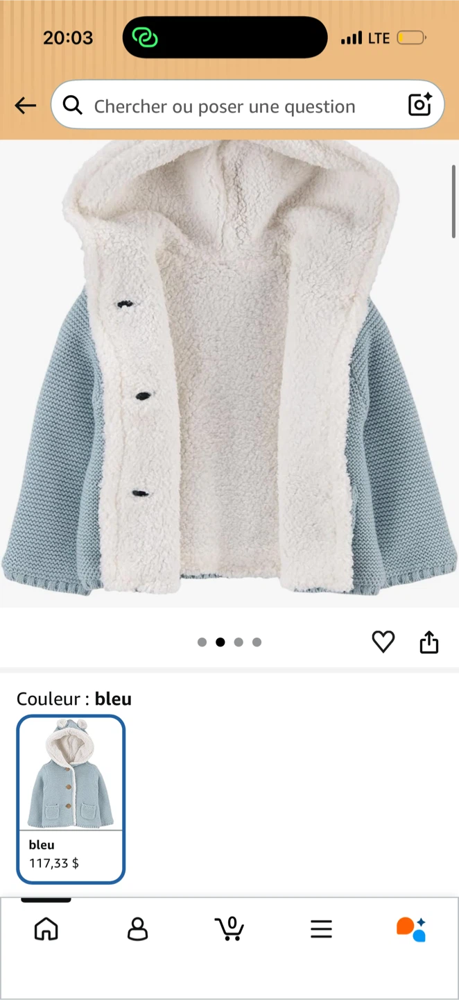 Manteau à capuchon doublé Carter's bleu 9 mois - photo 3