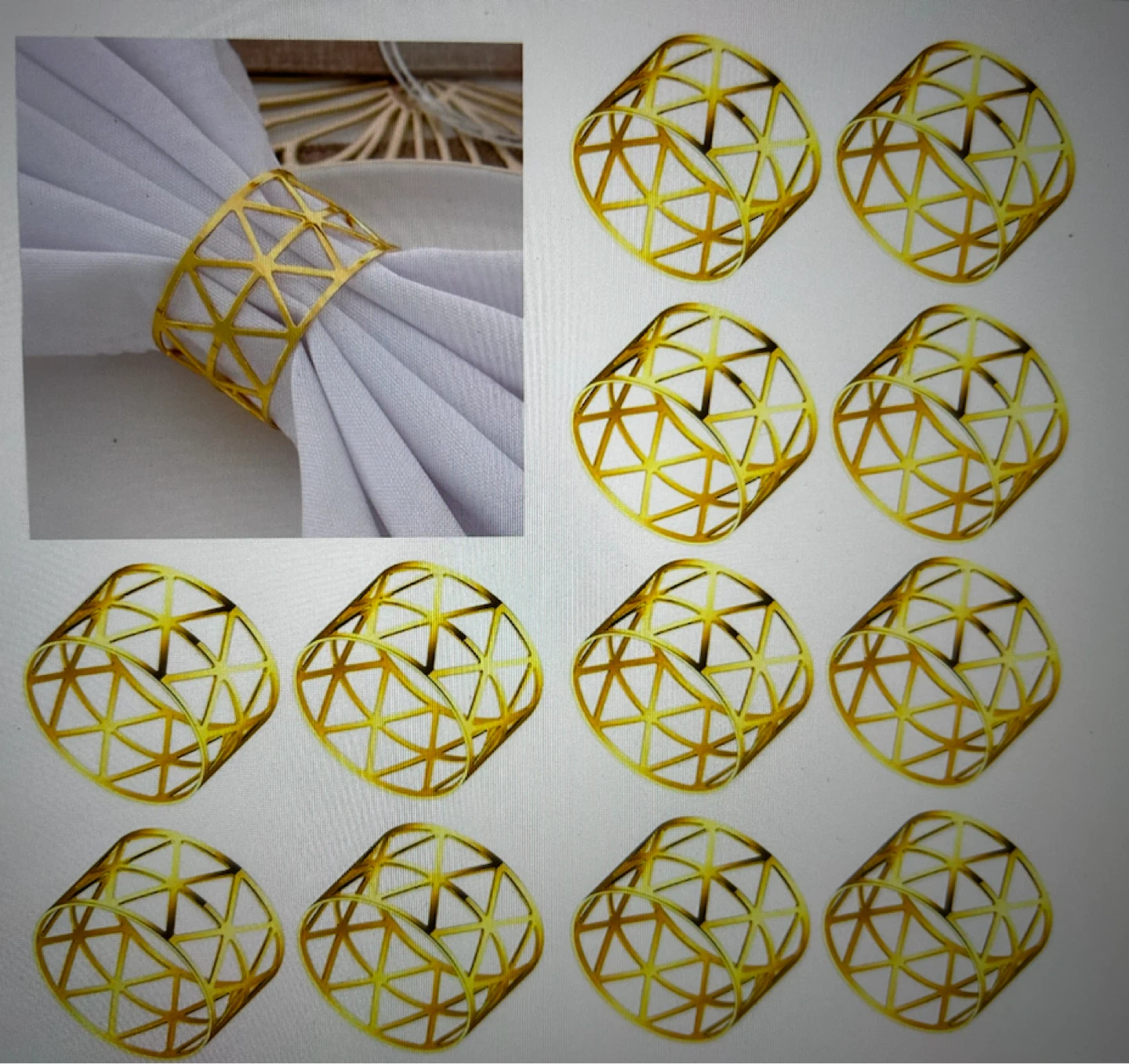 12 Pcs Gold Geometric Napkin Rings - photo 2