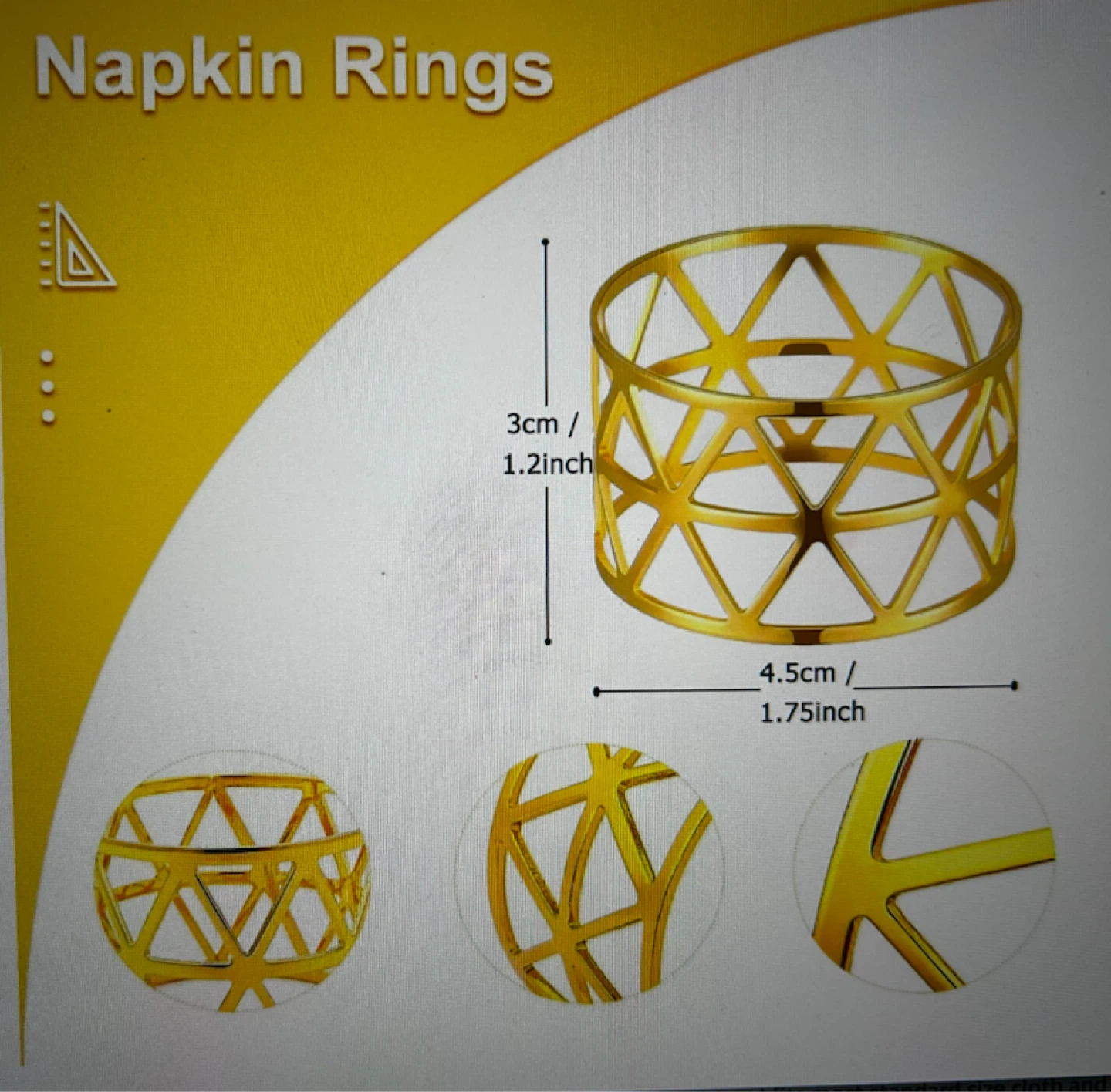 12 Pcs Gold Geometric Napkin Rings - photo 3