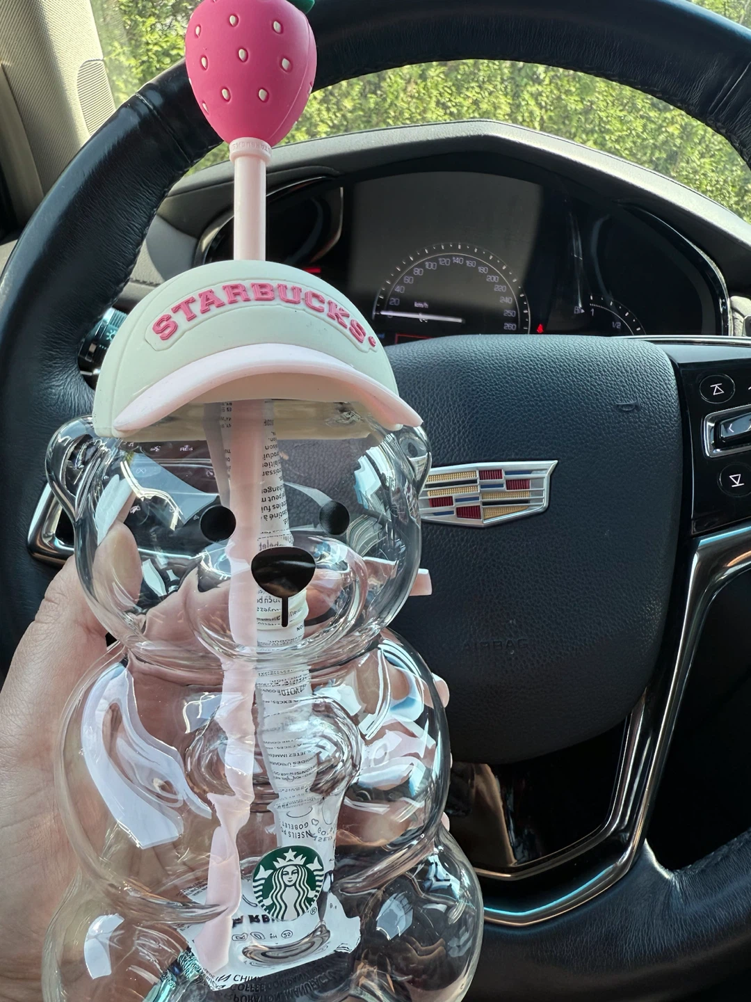 Starbucks Bear Tumbler with Strawberry Lid