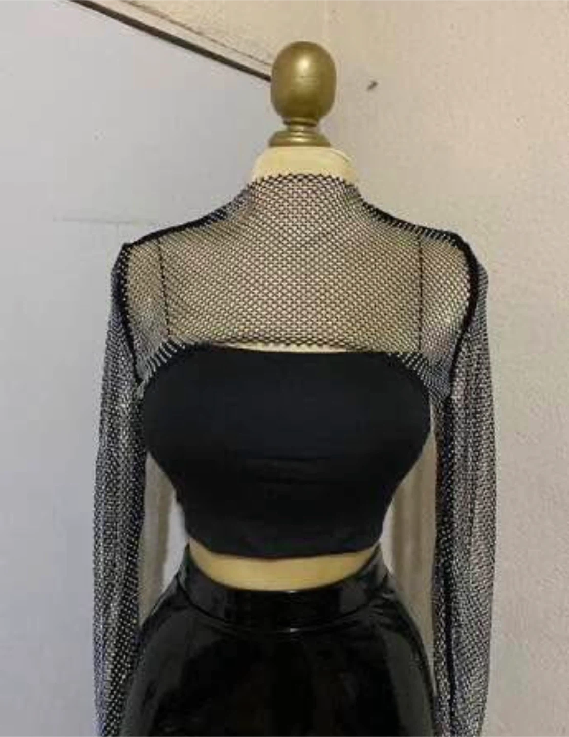 Sparkly Rhinestone Mesh Crop Top - photo 3