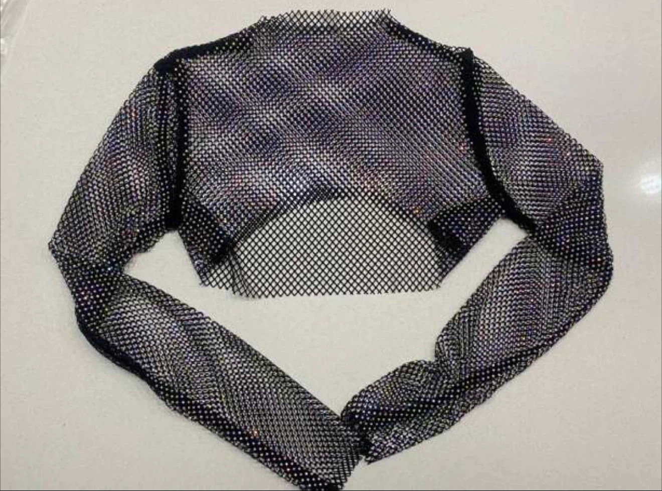 Sparkly Rhinestone Mesh Crop Top - photo 5