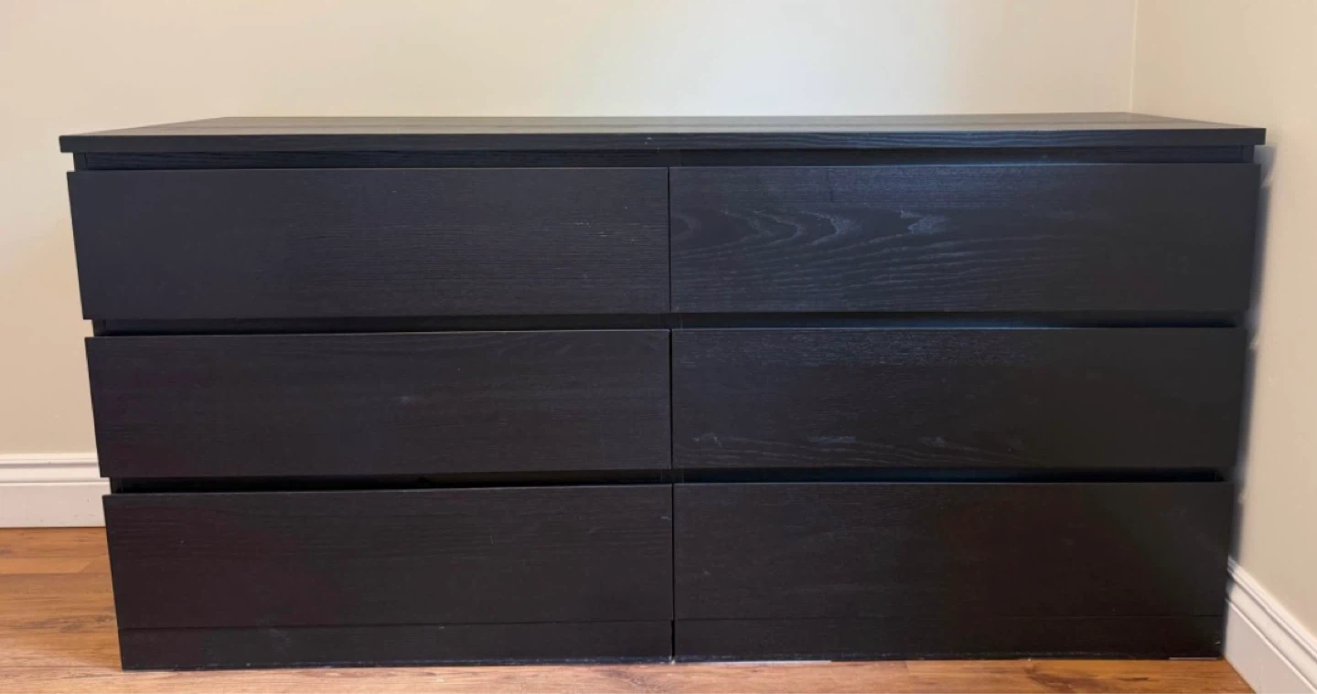 IKEA Black 6-Drawer Dresser - photo 2