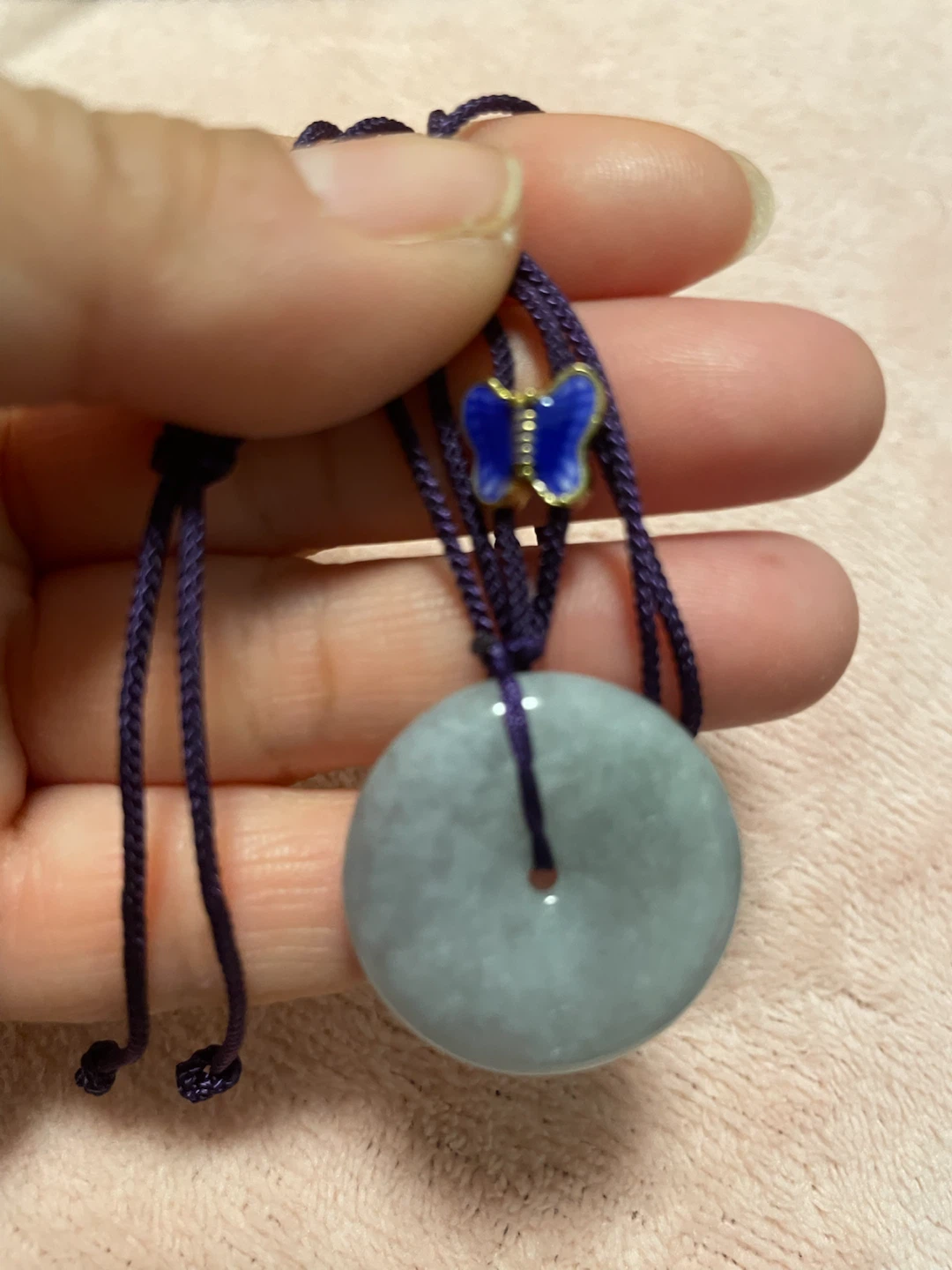 Jade Pendant Necklace with Butterfly Charm - photo 2