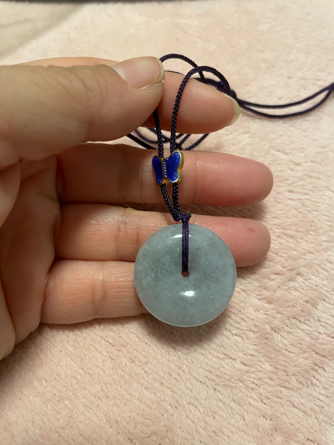 Jade Pendant Necklace with Butterfly Charm - photo 3
