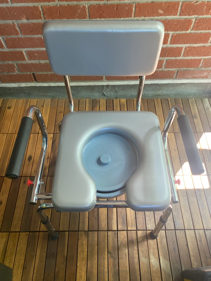 Commode Chair with Padded Seat and Arms