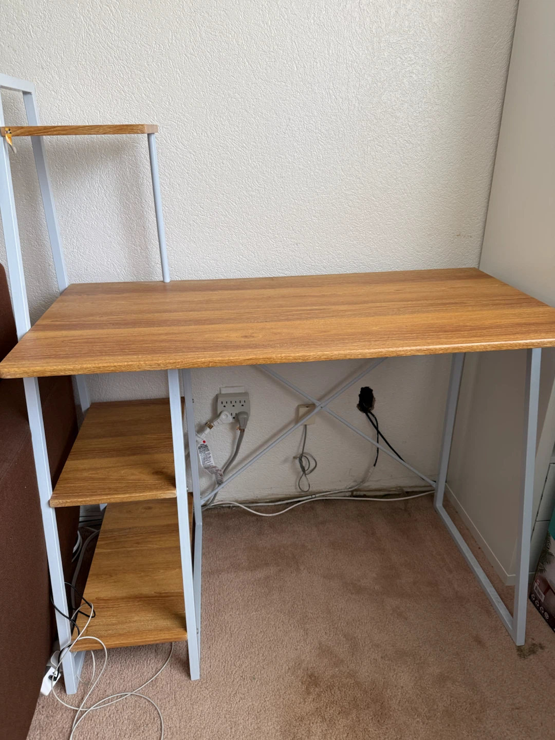 Wooden Desk with Shelves