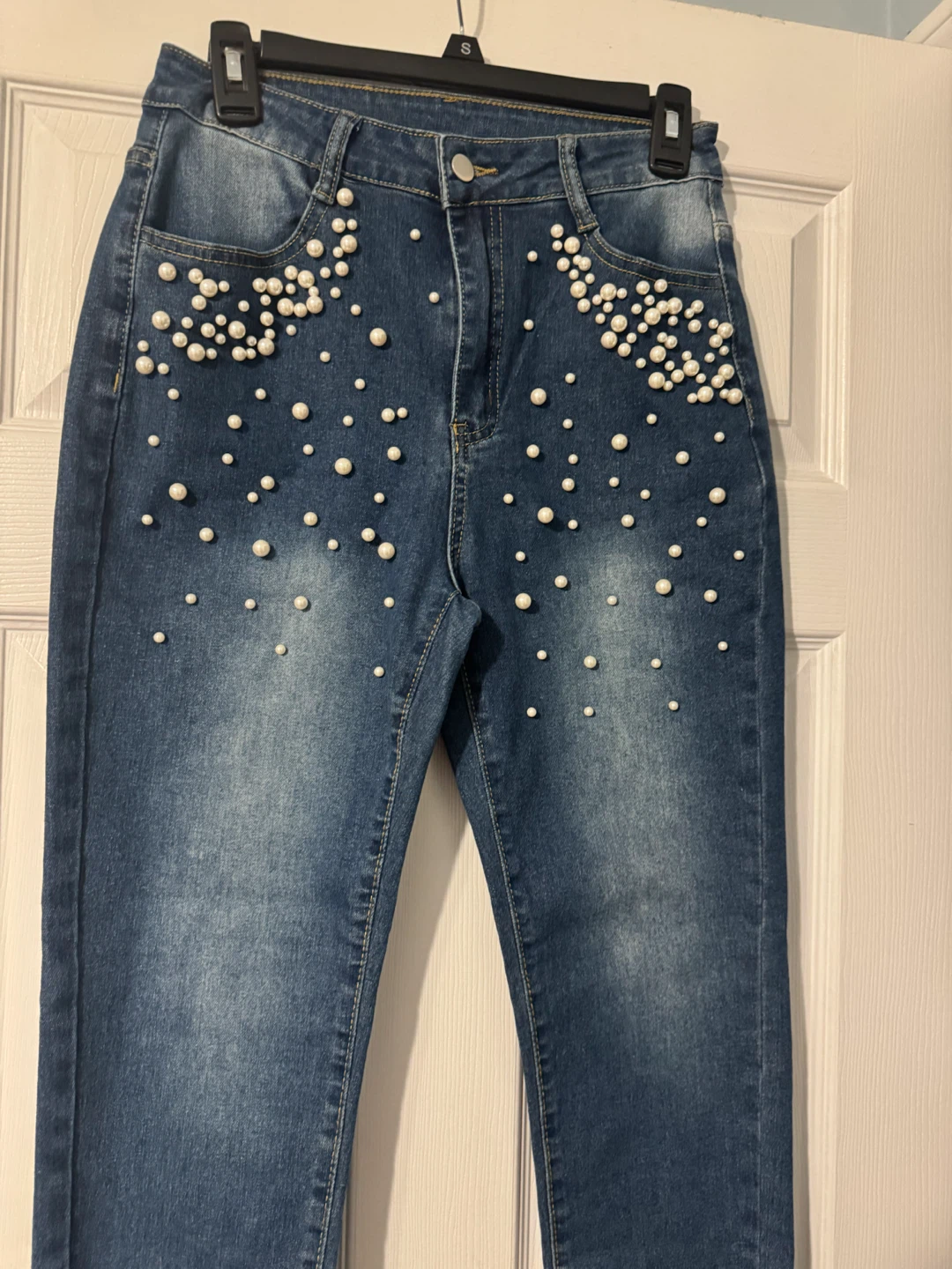 Women's Pearl Embellished Jeans Size M