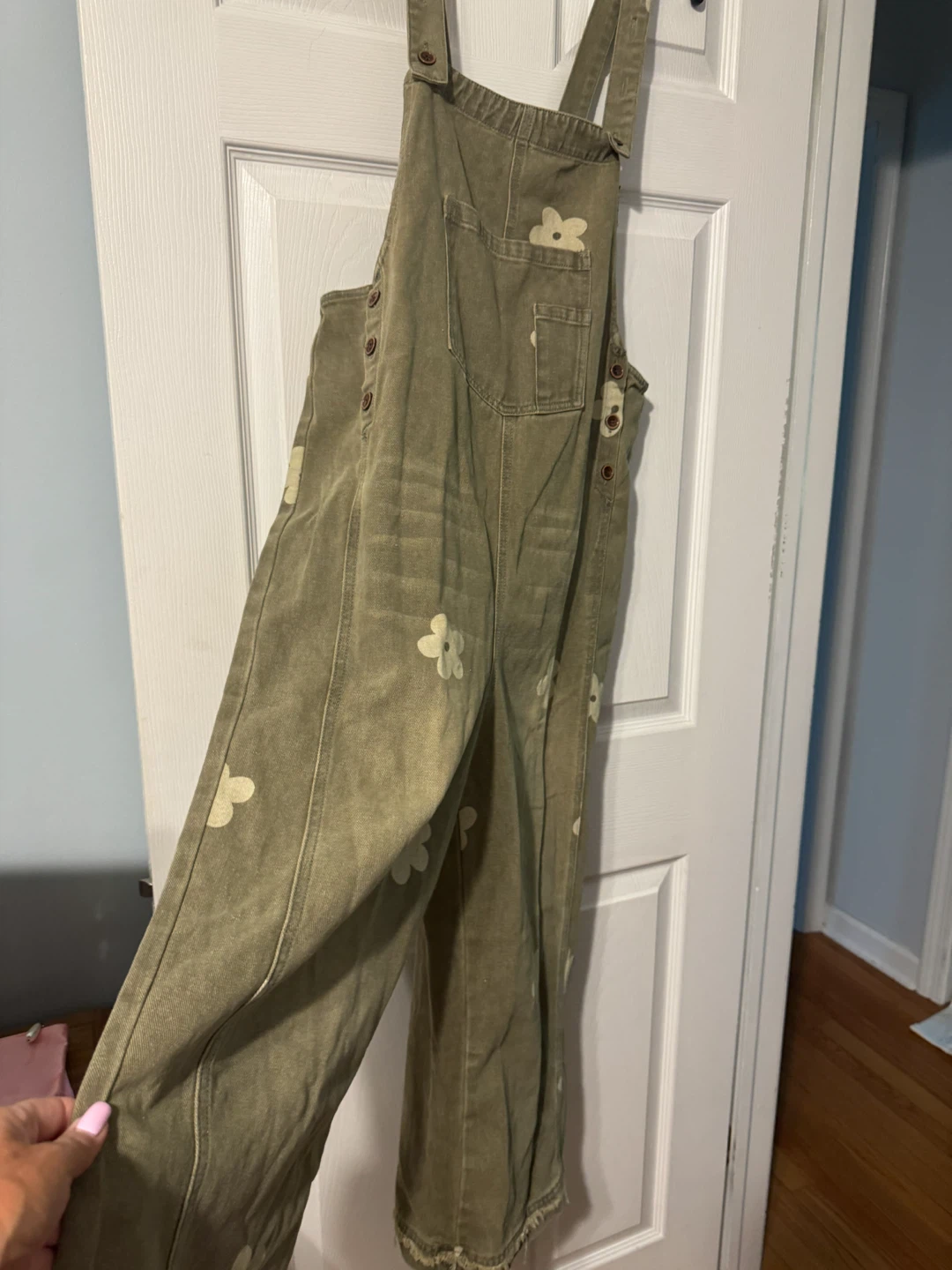 Khaki Floral Overalls Size M