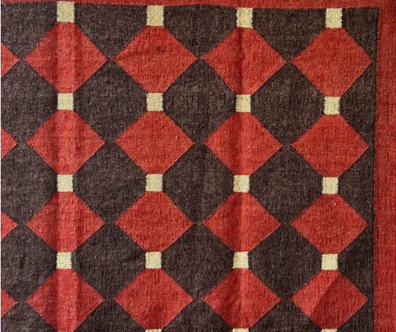 Geometric Pattern wool and jute kilim rug, 7x8 feet - photo 3