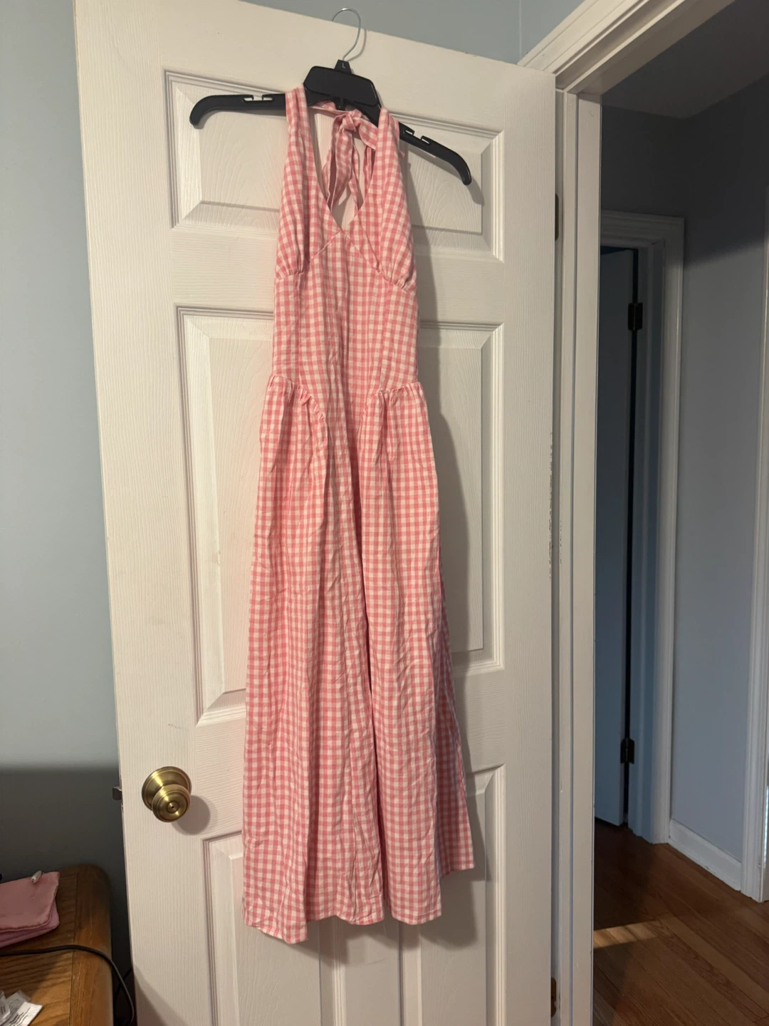 Pink Gingham Maxi Dress