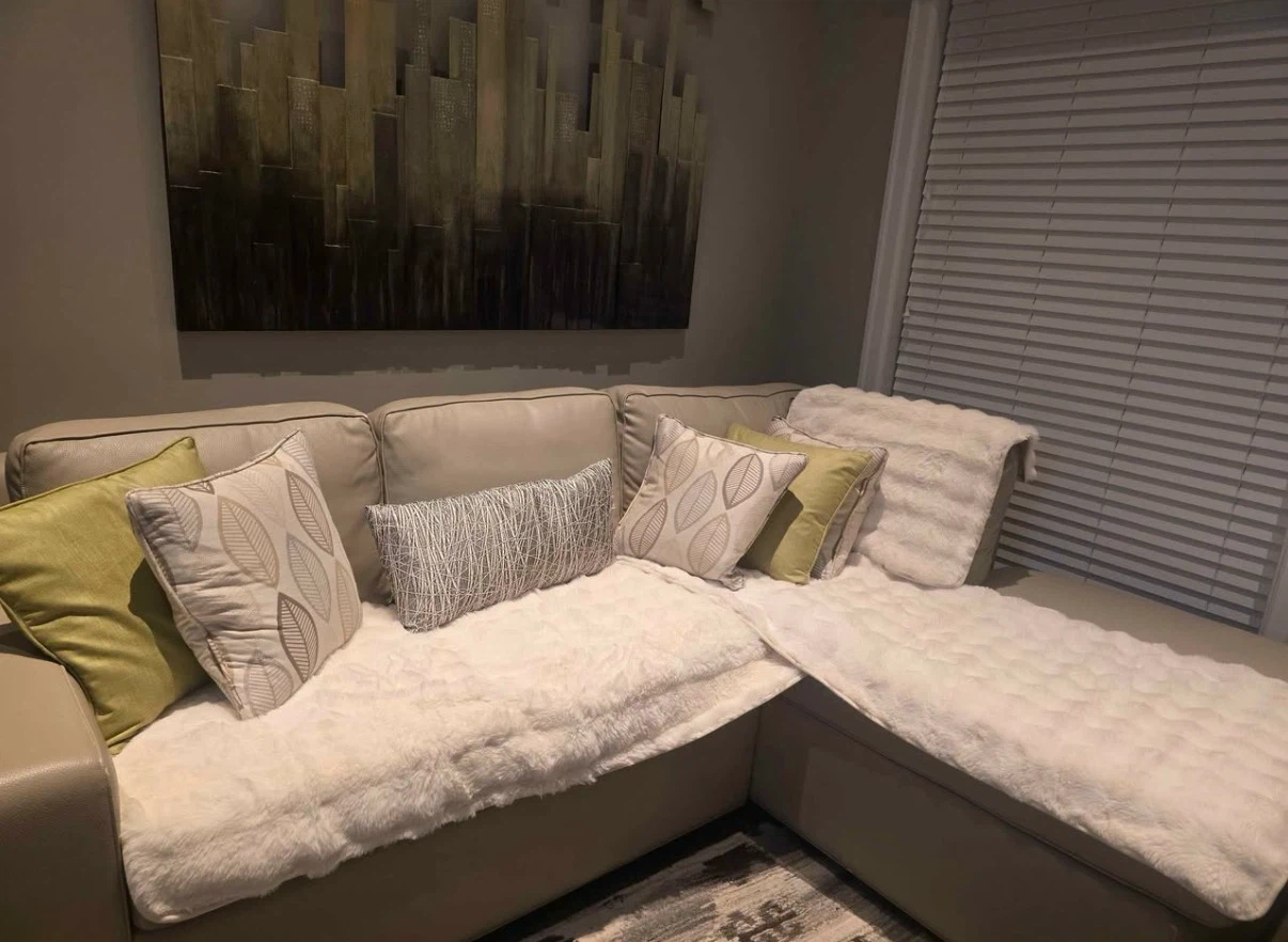 Light Beige Sectional L shape Sofa - photo 2