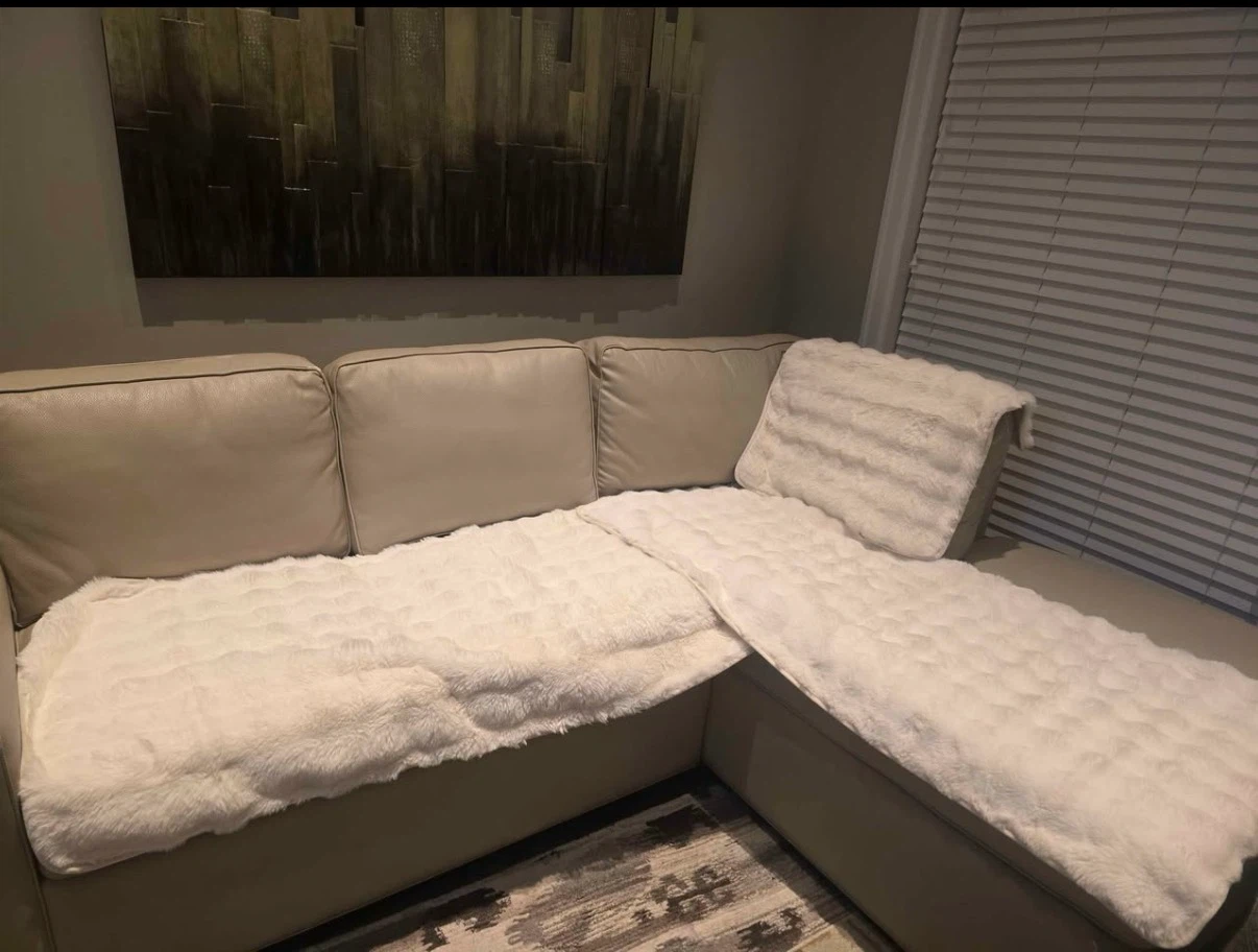 Light Beige Sectional L shape Sofa - photo 3