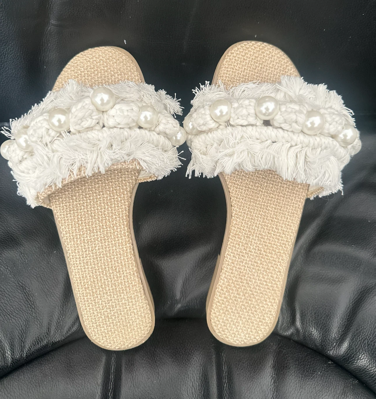 Women's Beaded Fringed Slides