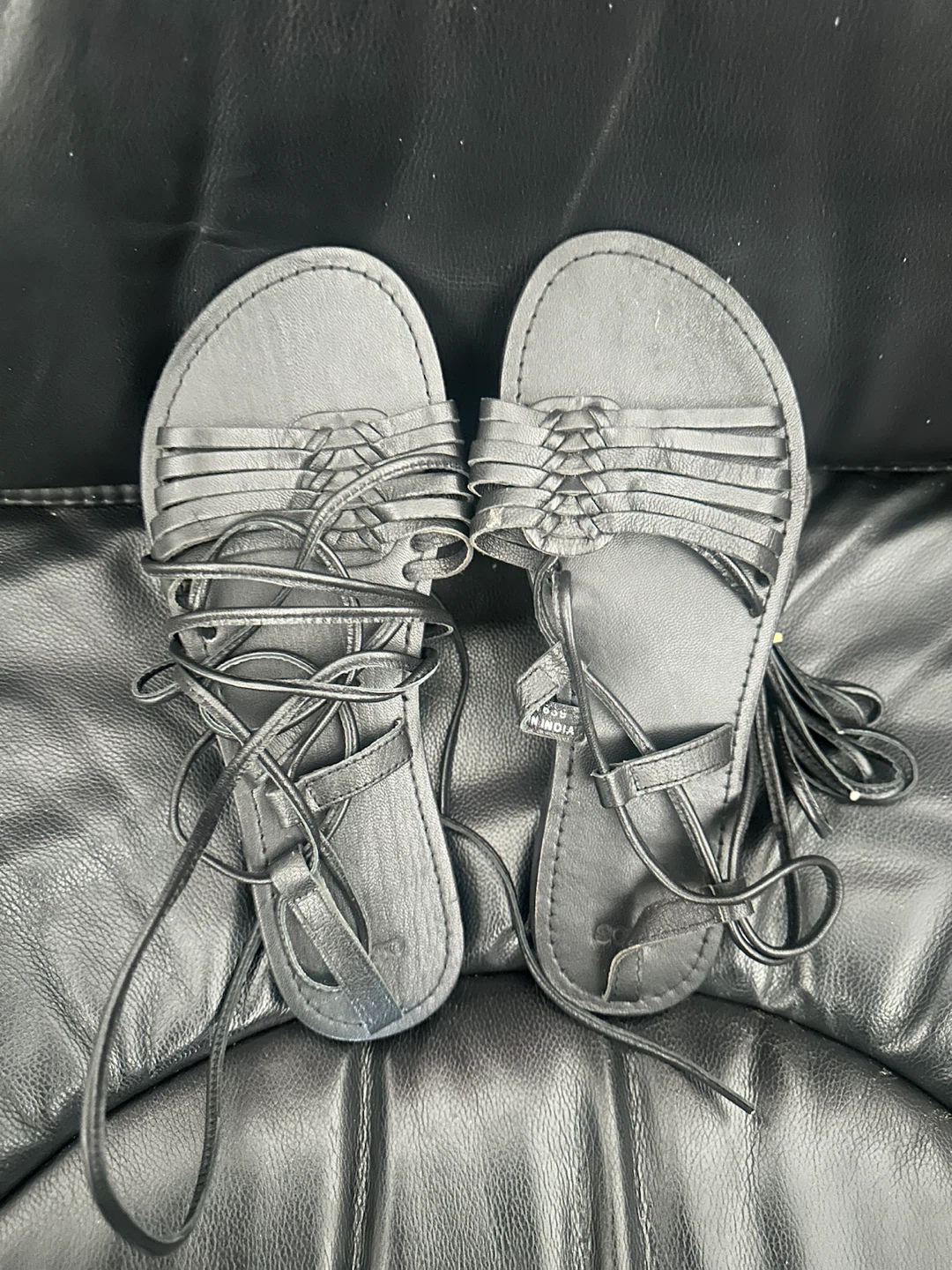 Black Lace-Up Gladiator Sandals