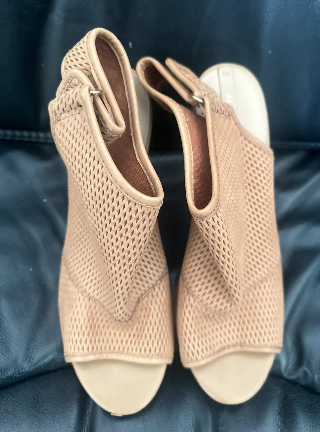 Women's Beige Mesh Slingback Heels