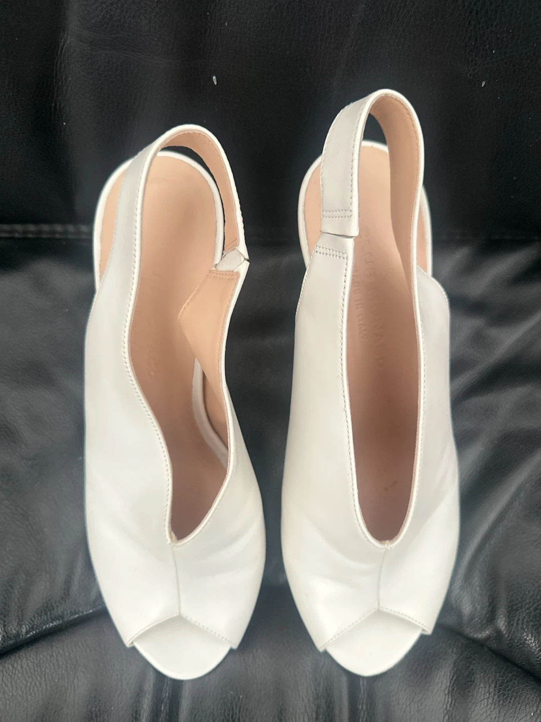 Club Monaco White Leather Slingback Heels