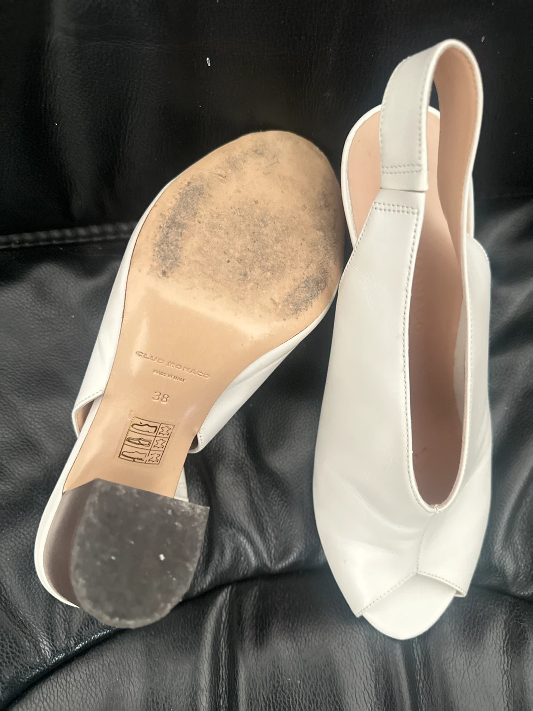 Club Monaco White Leather Slingback Heels - photo 2