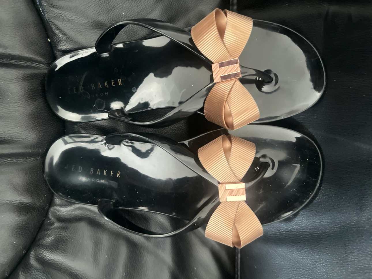 Ted Baker Black Jelly Flip Flops with Bow