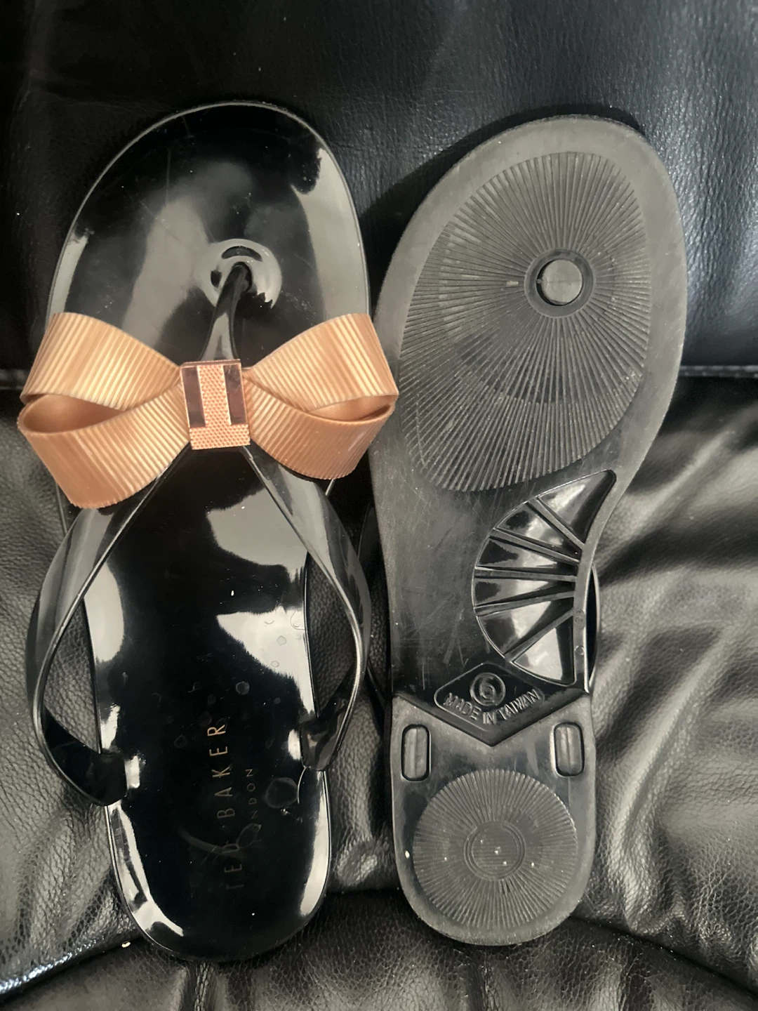 Ted Baker Black Jelly Flip Flops with Bow - photo 2
