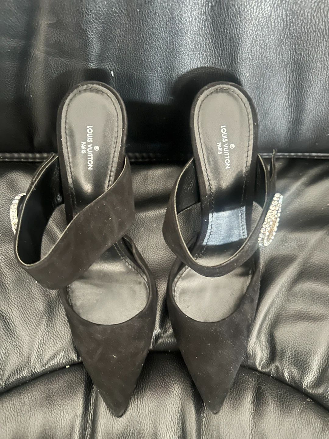 Louis Vuitton Black Suede Heels
