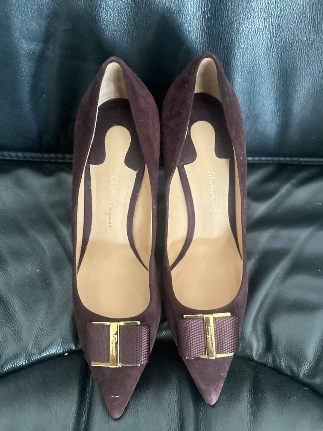 Salvatore Ferragamo Suede Pumps with Bow Detail
