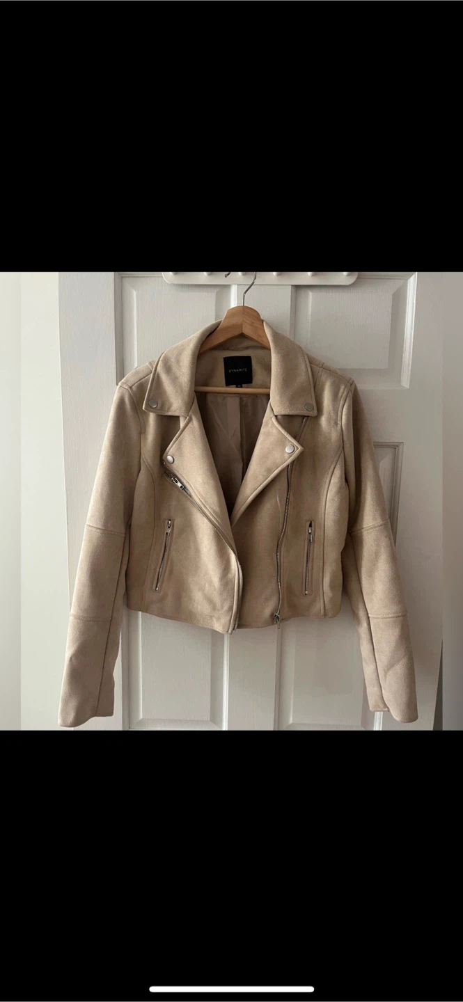 Dynamite Suede Moto Jacket - Beige