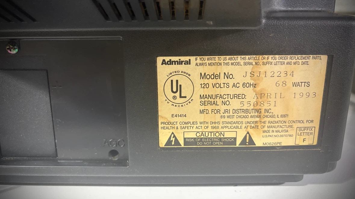 Admiral 13” 1993 crt tv - photo 4