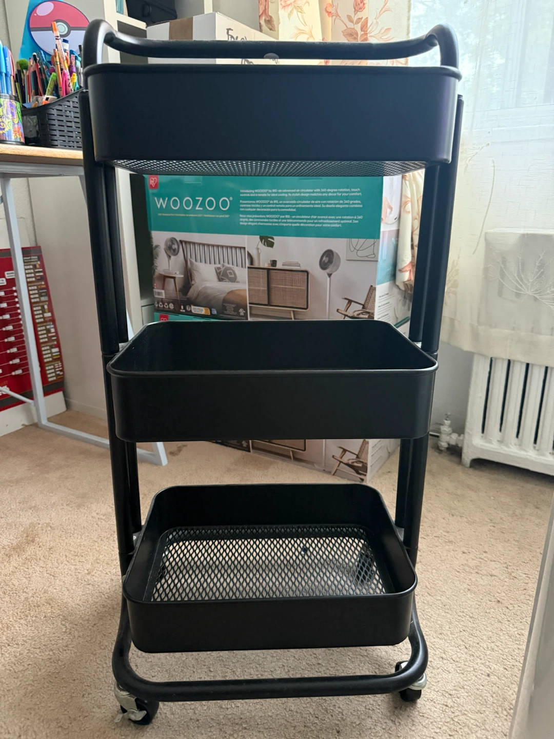Black 3-Tier Rolling Storage Cart - photo 3