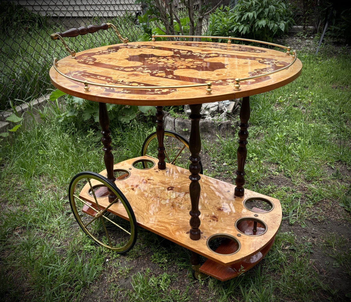 Vintage Hollywood Regency Italian Cocktail Bar Cart Tea trolley
