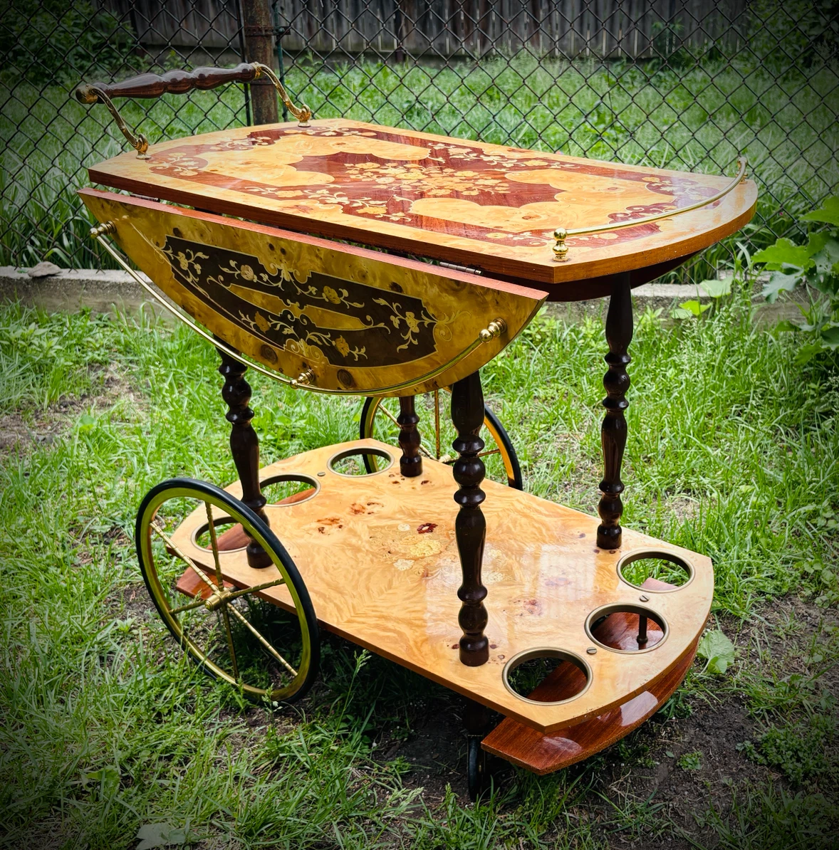 Vintage Hollywood Regency Italian Cocktail Bar Cart Tea trolley - photo 2