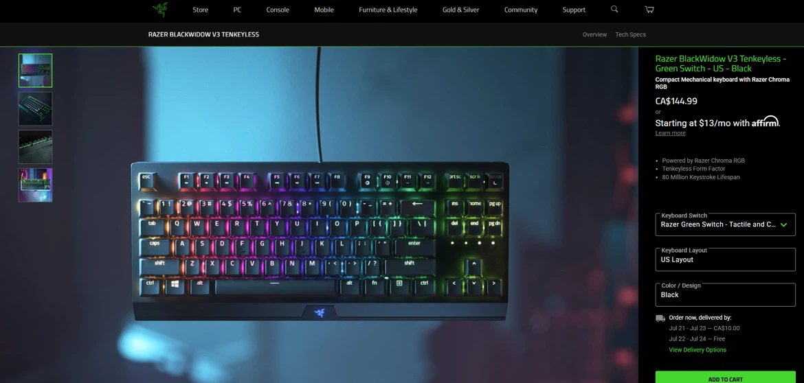 Razer BlackWidow V3 Tenkeyless Mechanical Gaming Keyboard - photo 5