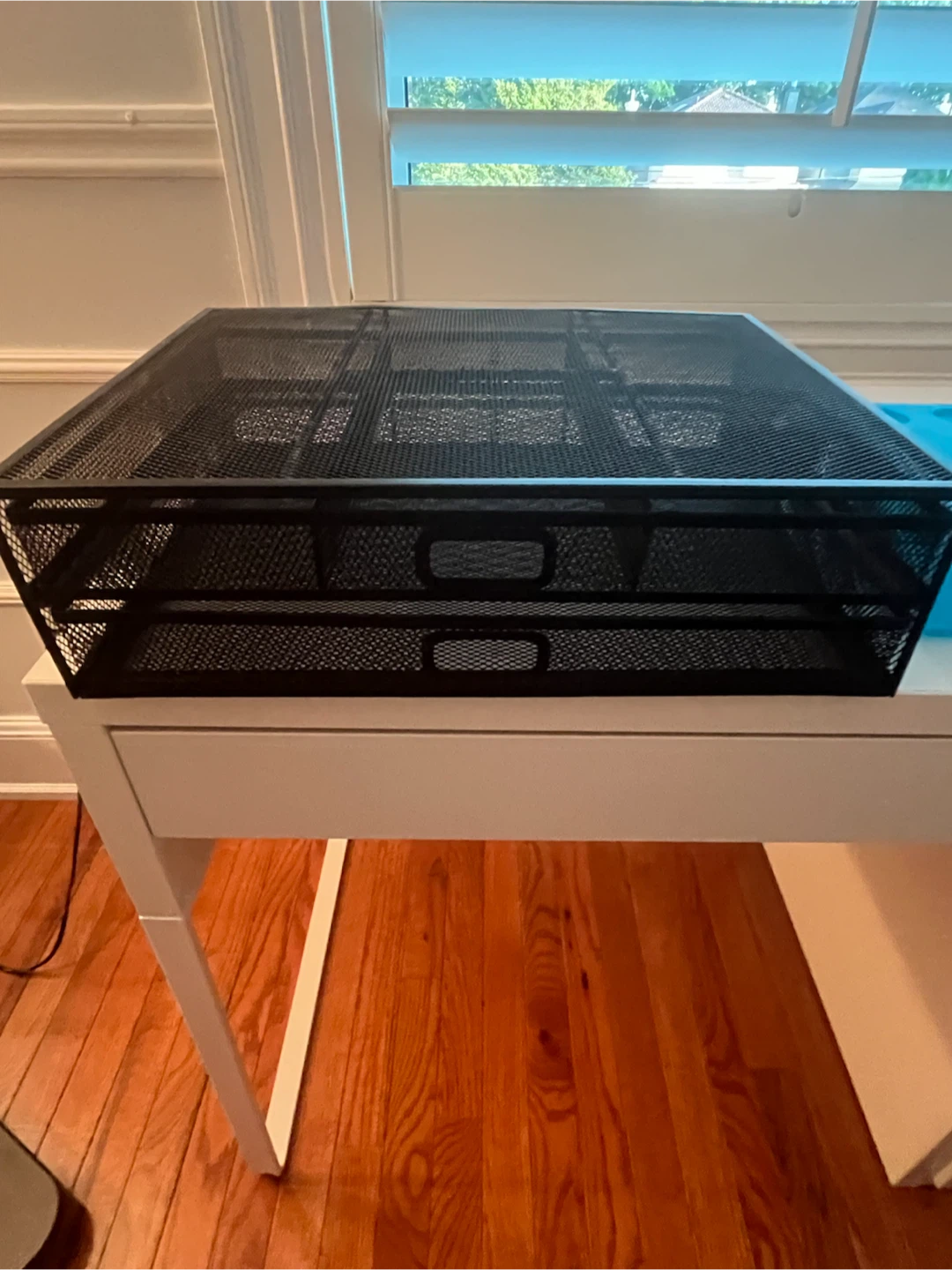 Black Mesh Desk Organizer with Two Tiers