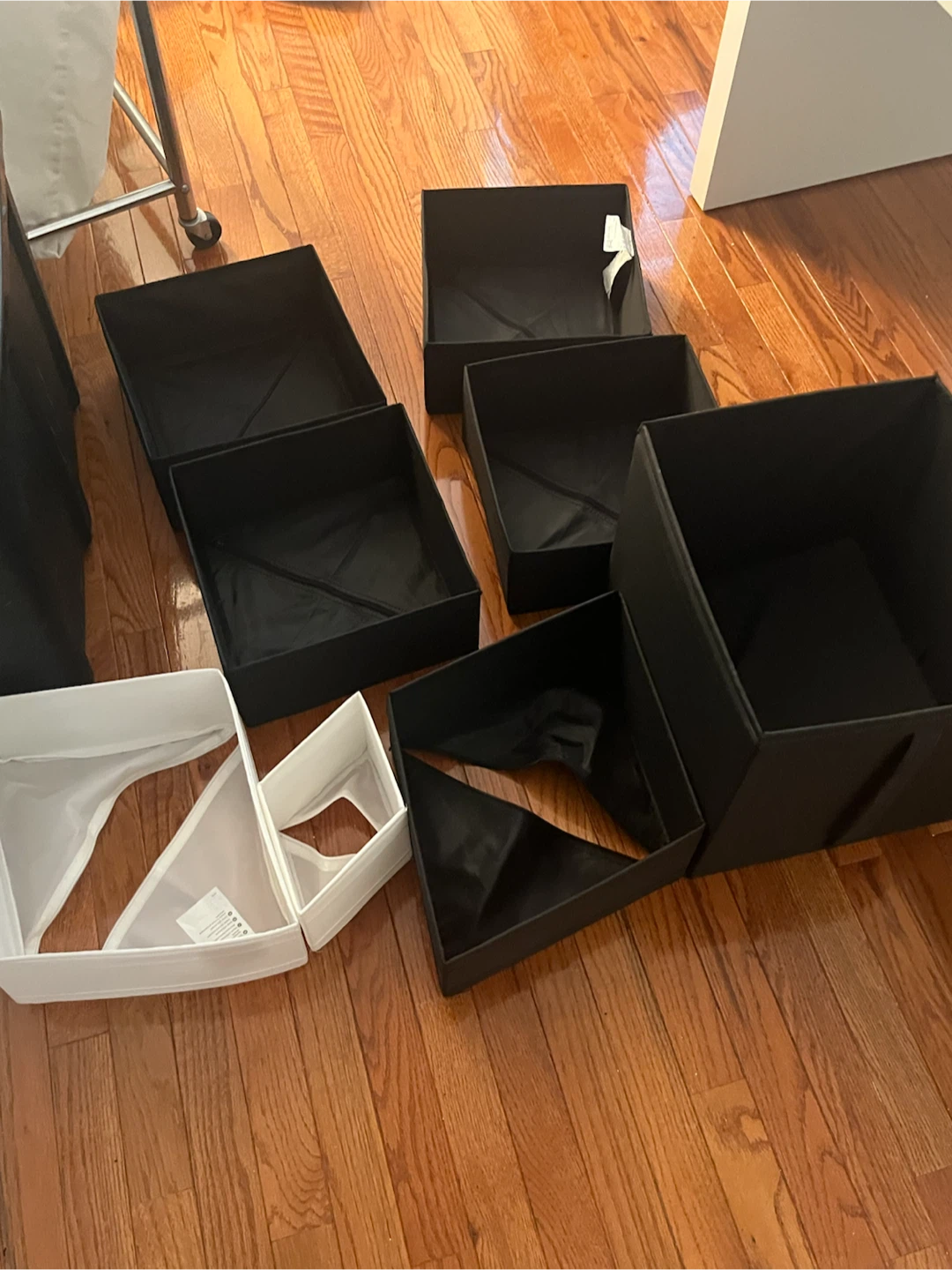 Set of 7 Black and White Storage Boxes