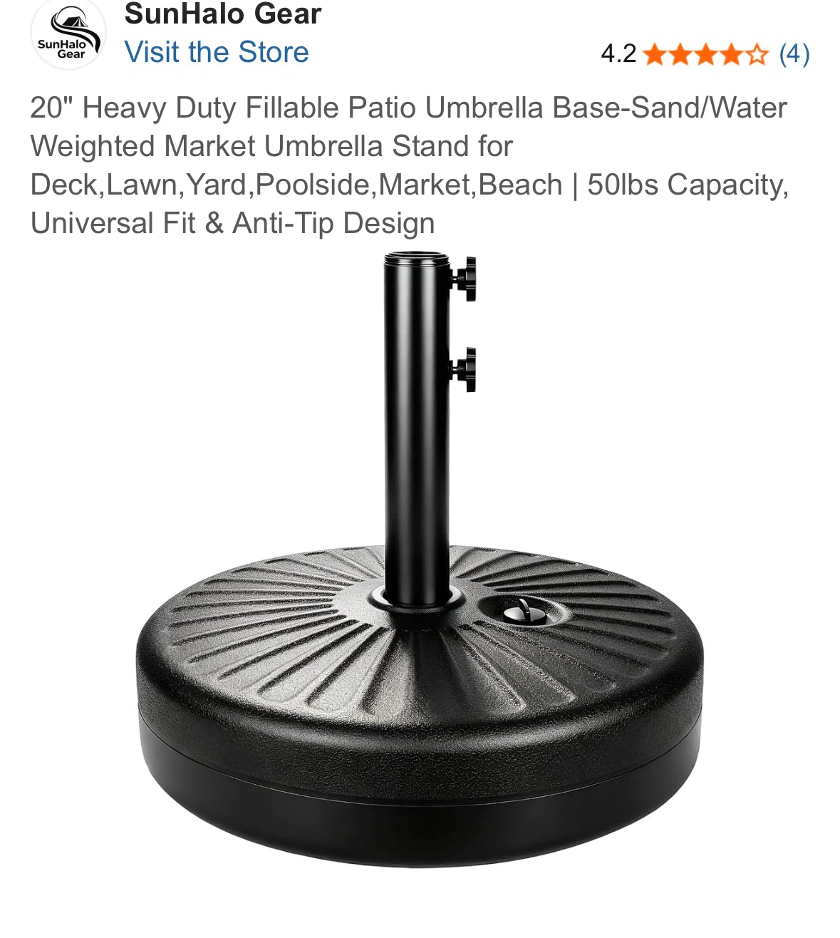 20" Fillable Patio Umbrella Base - photo 4
