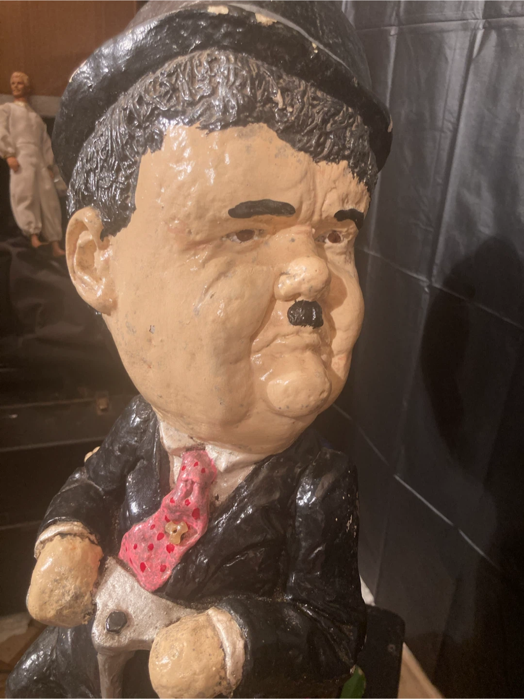 Laurel Hardy  Chalkware Plaster Statue vintage lamp - photo 3