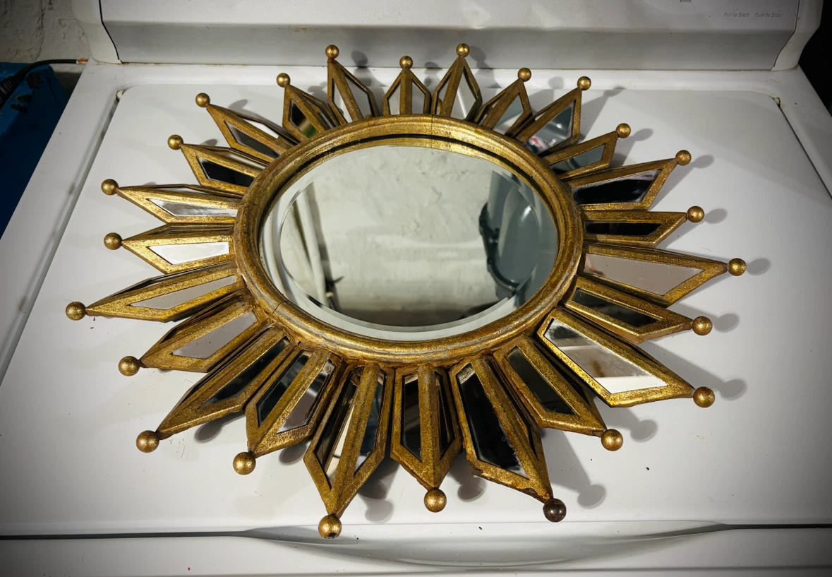 vintage Hollywood Regency style sunburst mirror