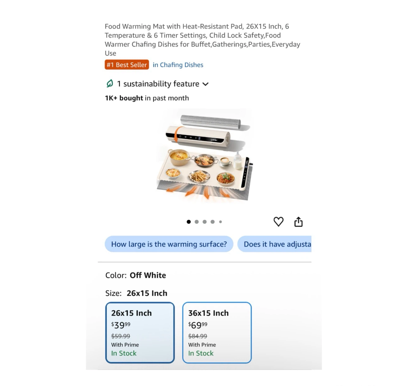Brand new Food Warming Mat with Heat-Resistant Pad