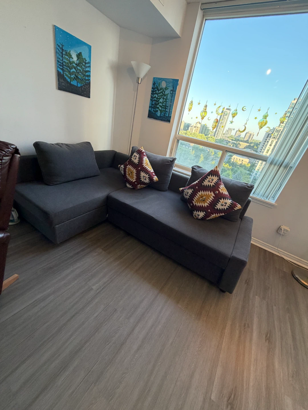 IKEA Dark Grey L-Shaped Sectional Sofa with Chaise - photo 2