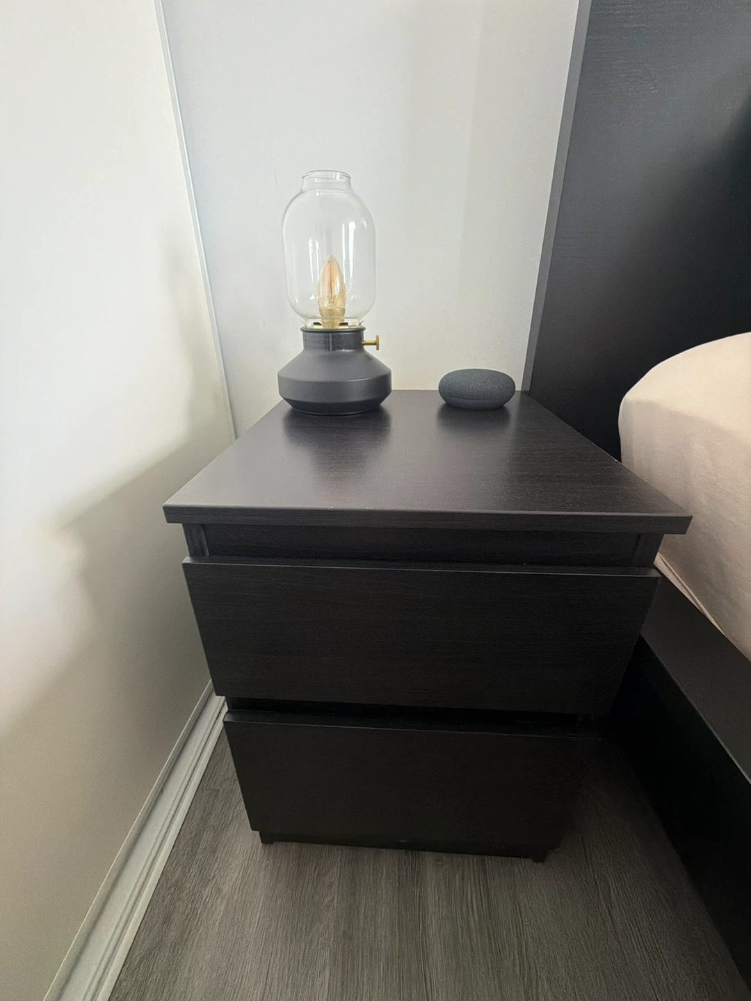IKEA HEMNES 2-drawer nightstand in black-brown
