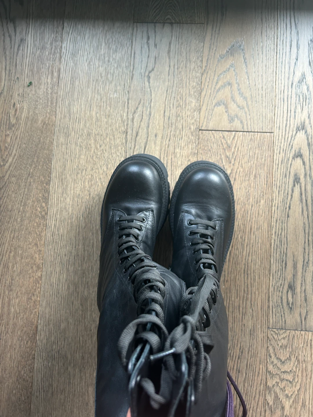 Black Leather Tall Lace-Up Boots - photo 5