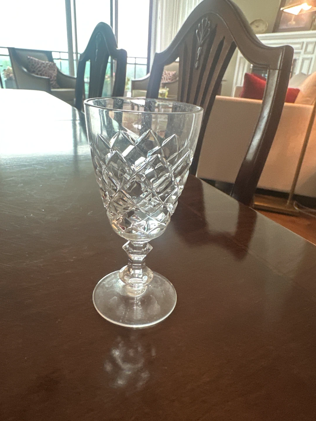 English crystal large and small liqueur glasses