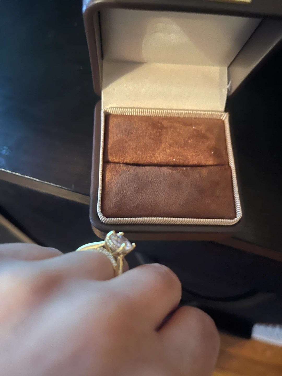 Gold Engagement Ring with Oval Diamond - photo 4