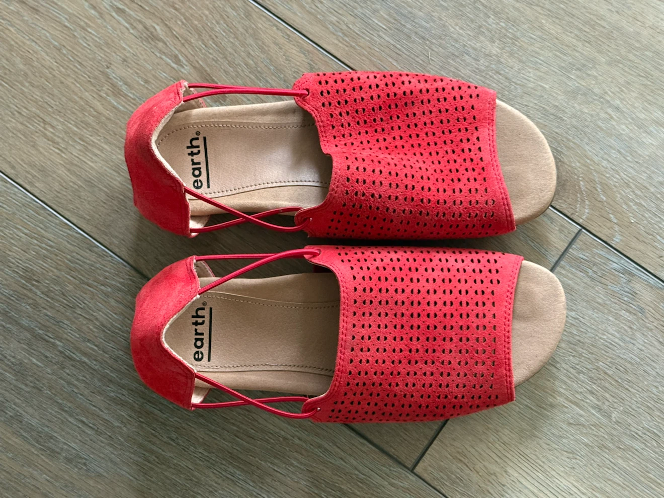 Earth Red Perforated Slingback Sandals