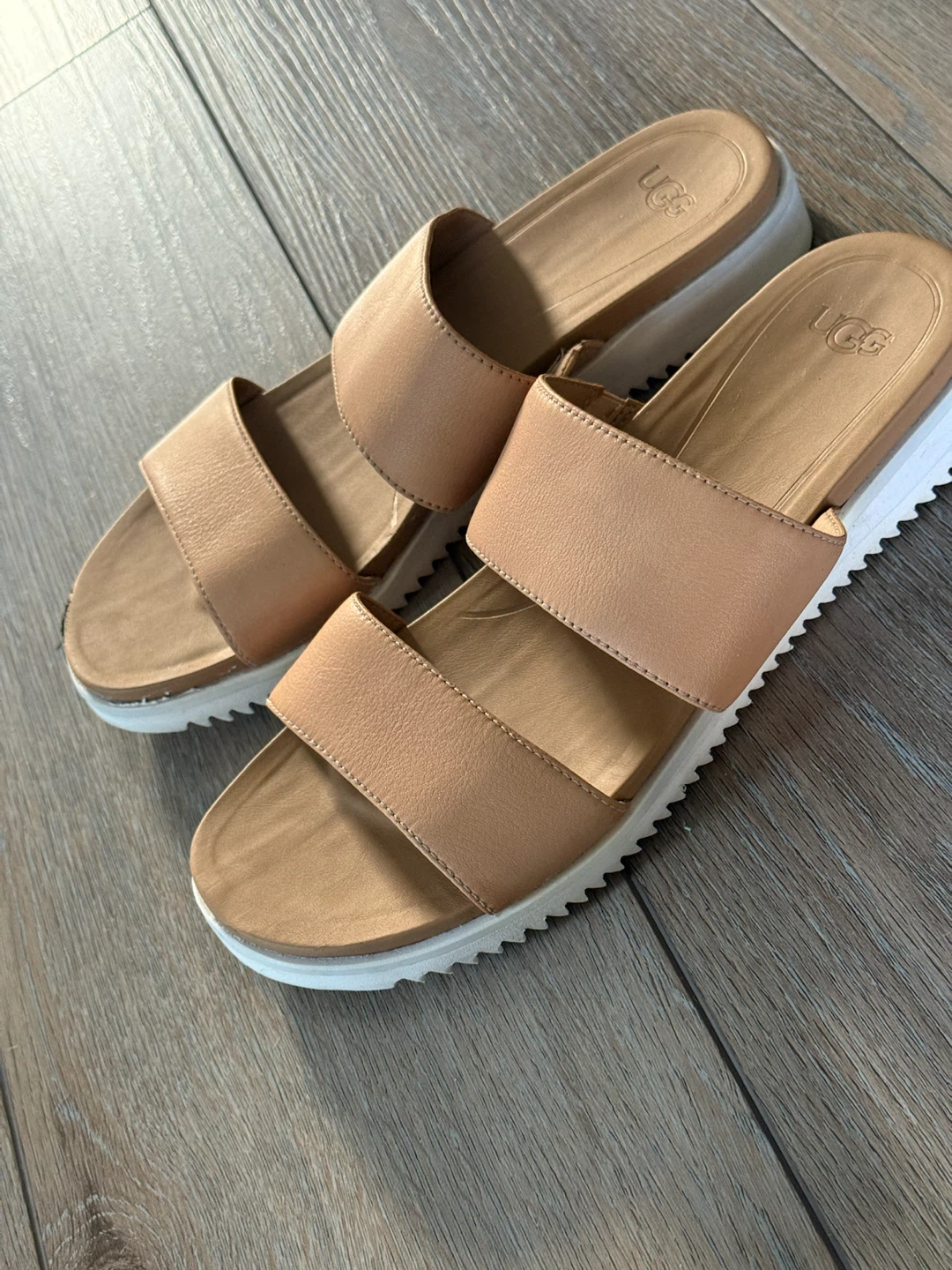 UGG Women's Sandals Tan Leather Slides Size 8 - photo 2