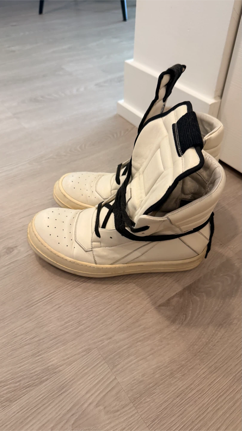 Rick Owens High Top geobasket Sneakers White Leather