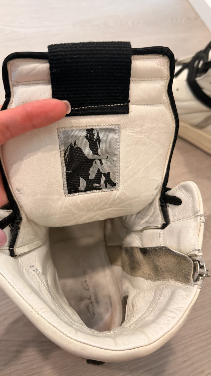 Rick Owens High Top geobasket Sneakers White Leather - photo 2